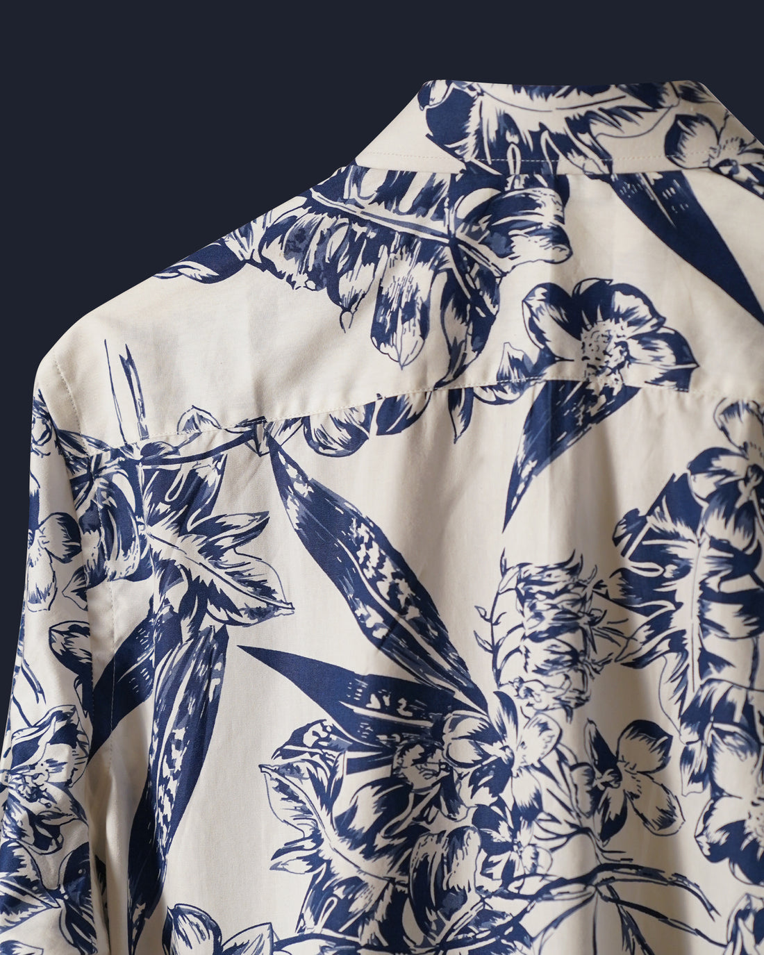 White & Navy Floral Cotton Shirt
