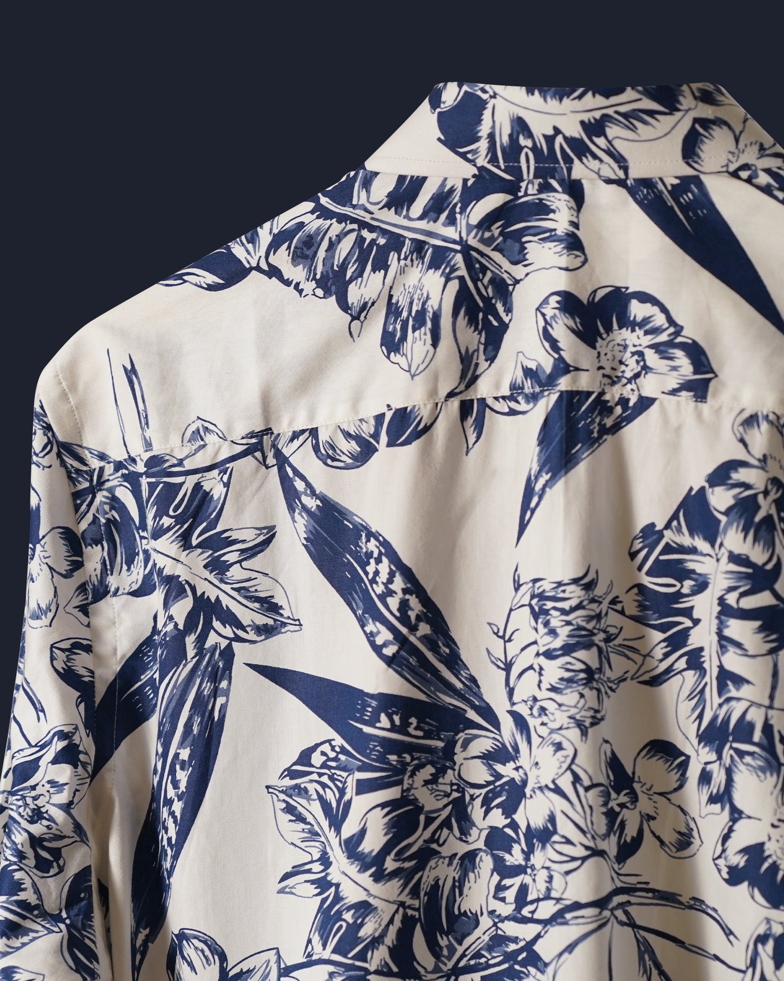 White & Navy Floral Cotton Shirt