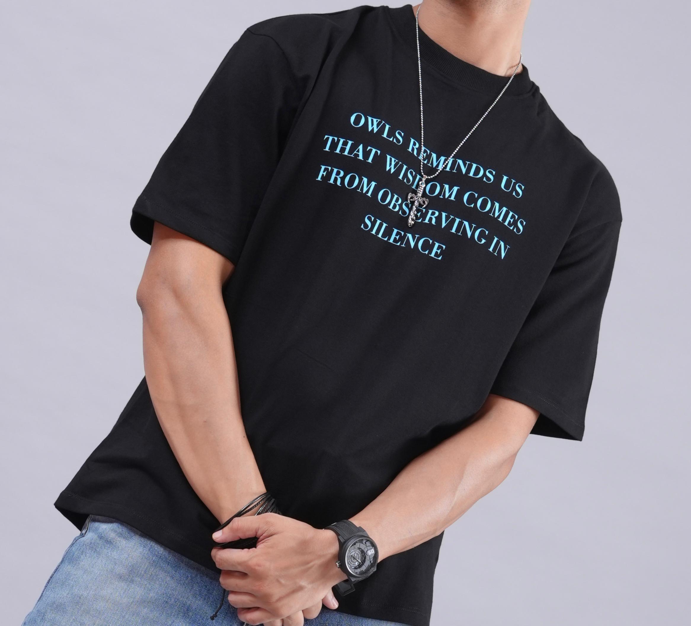 Owls Wisdom Quote Tee -BlingBerry