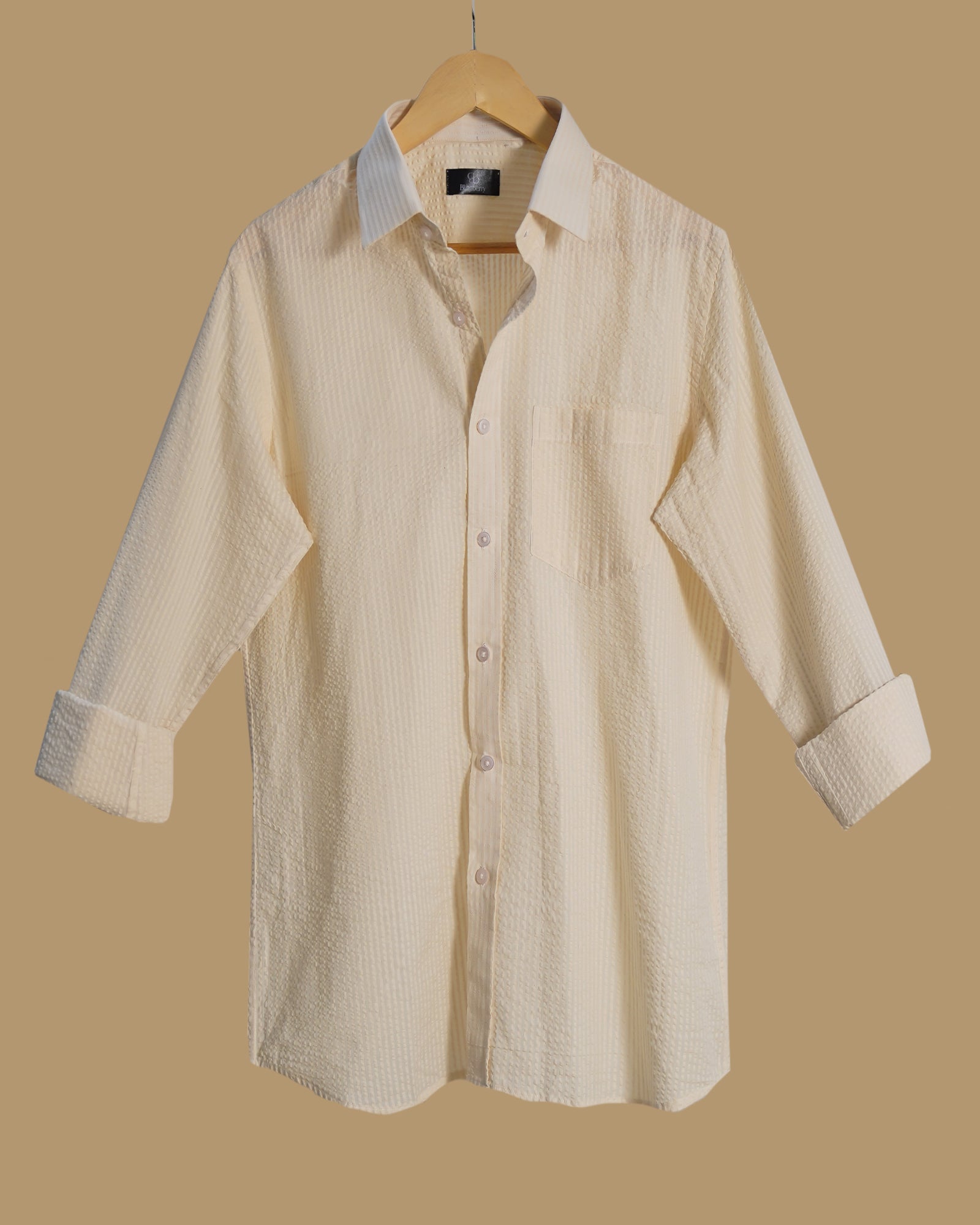 Beige plain Linen Shirt