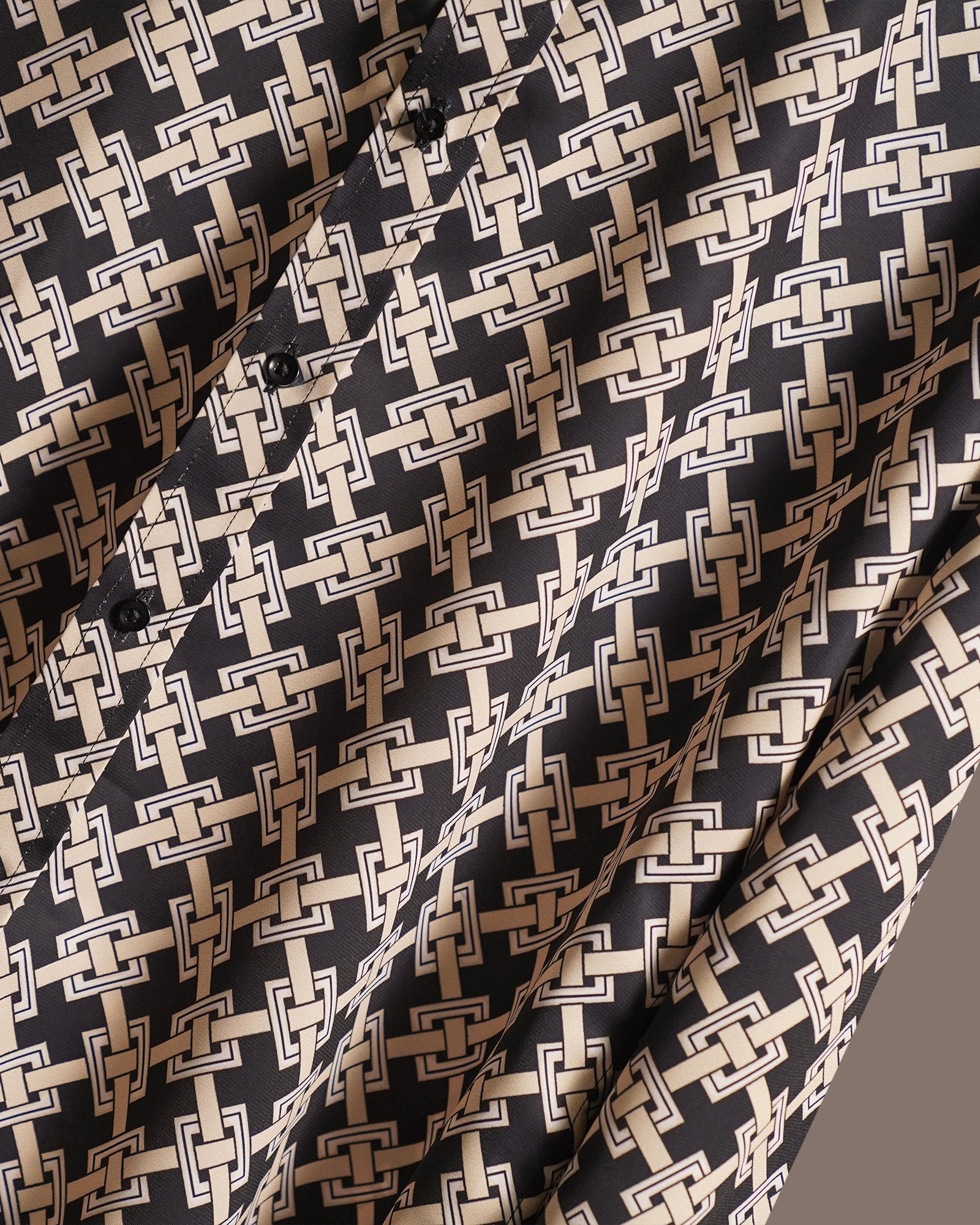 Geometric Print Heavy Satin Shirt