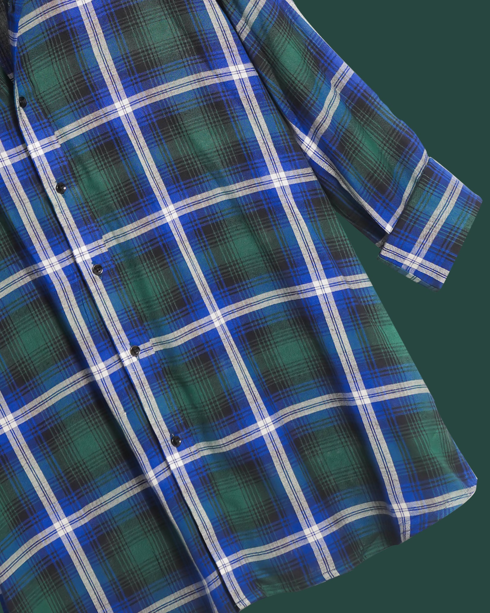 Blue Green and black gradient check shirt
