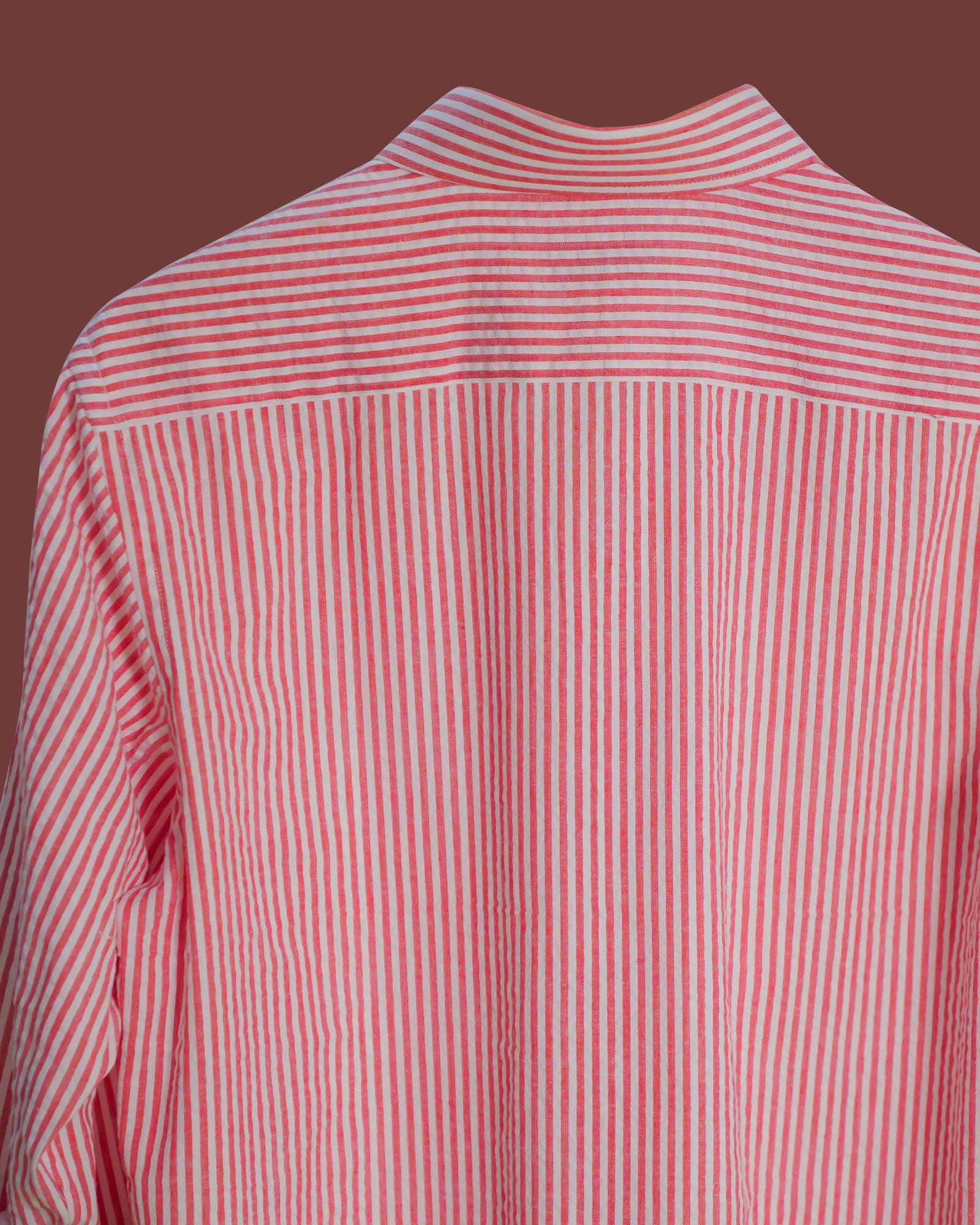 Red & White Thin Stripes Sher Shakkar Fabric Shirt