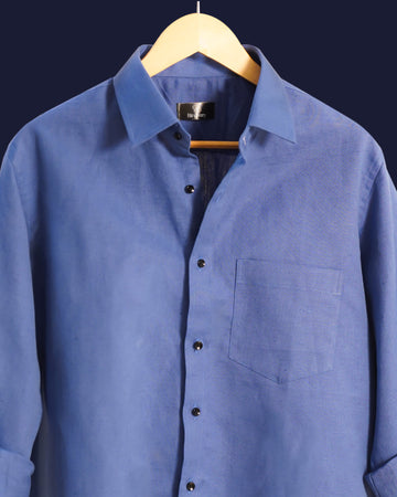 Blue Linen plain Shirt