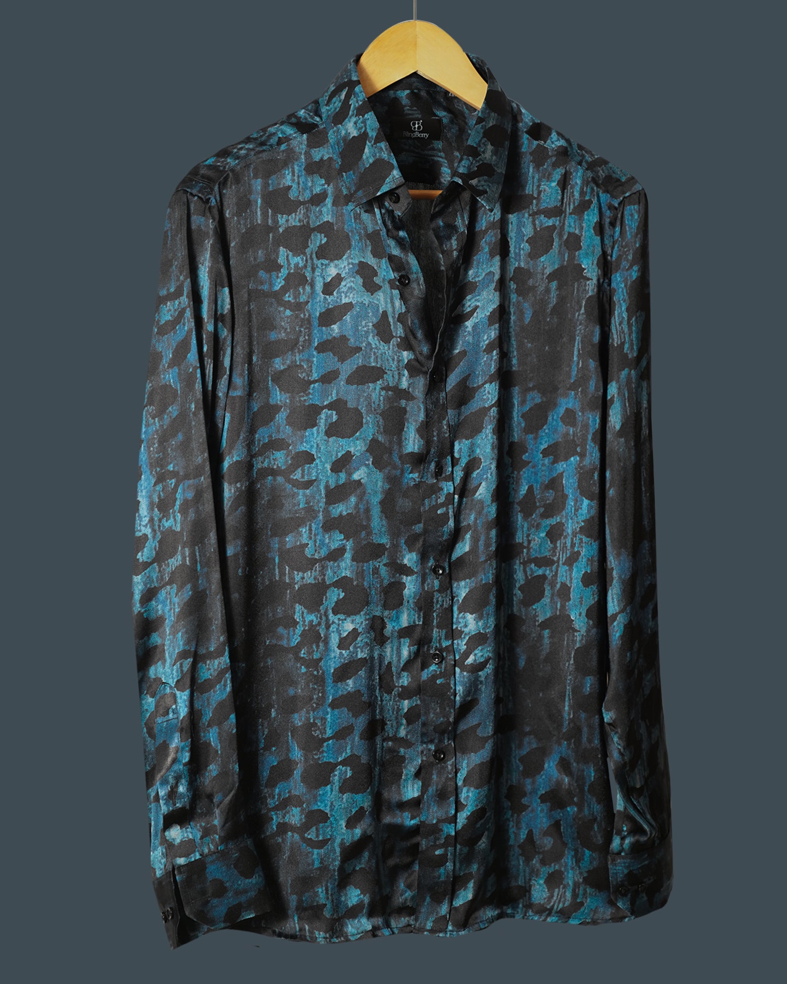 Electric Blue & Black Leopard Printed Shirt