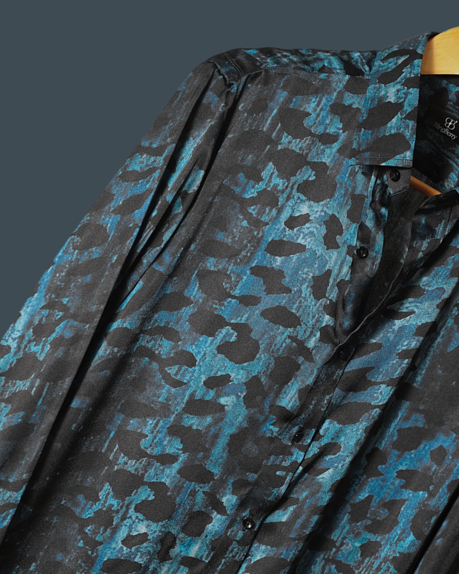 Electric Blue & Black Leopard Printed Shirt