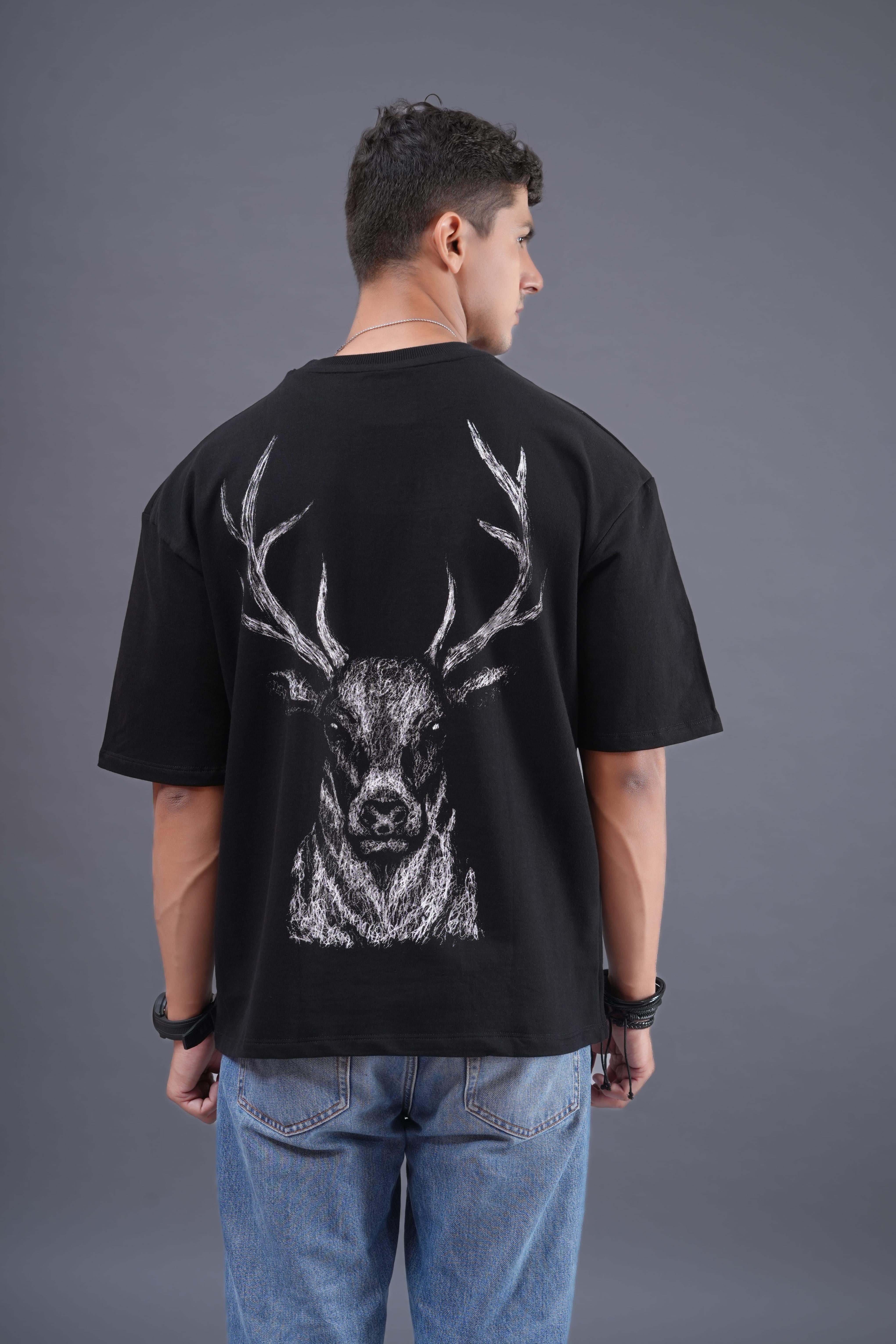 Antlered Stag Graphic Tee-BlingBerry