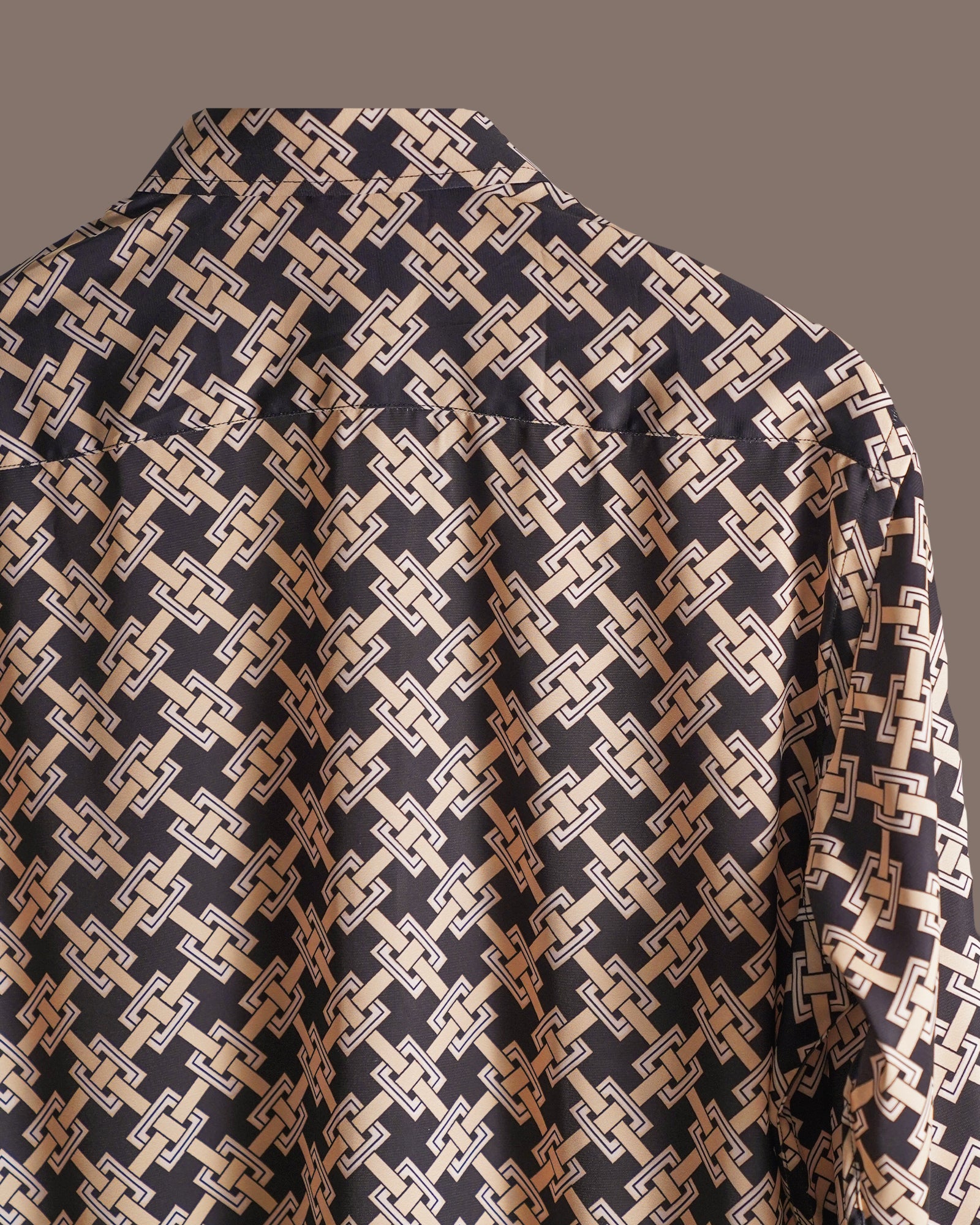 Geometric Print Heavy Satin Shirt