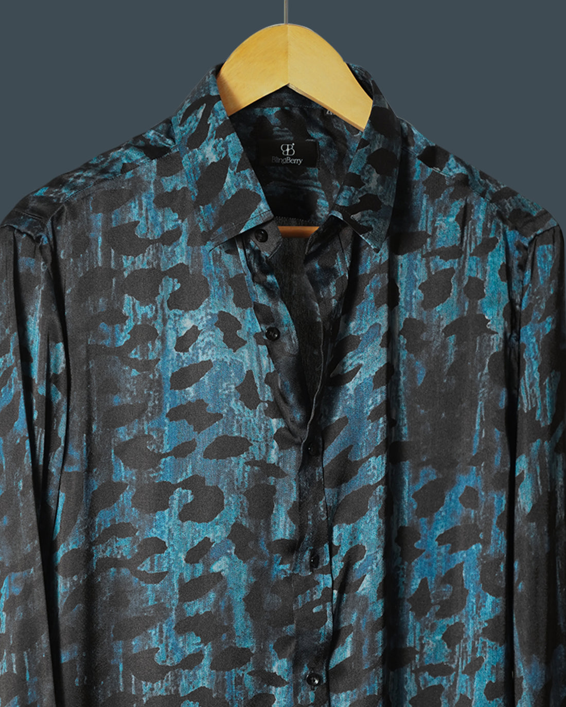 Electric Blue & Black Leopard Printed Shirt