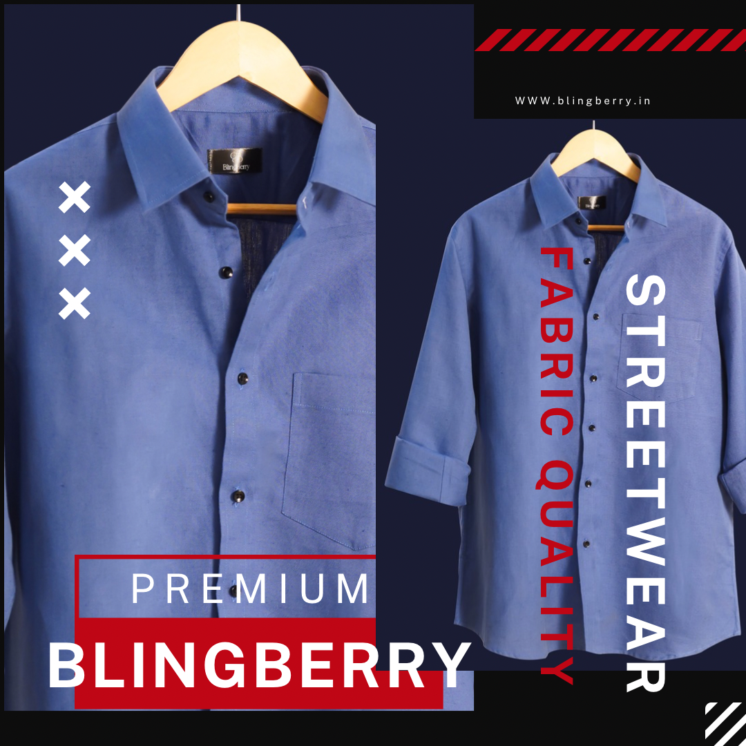 Blue Linen plain Shirt