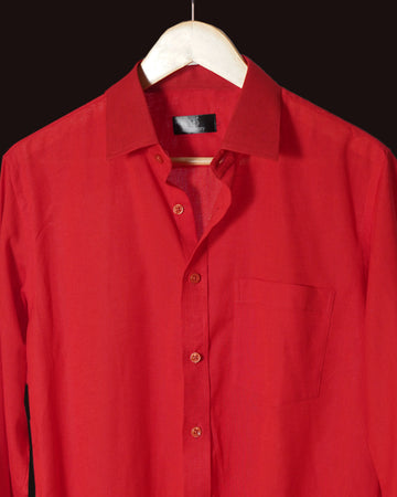 Red linen shirt