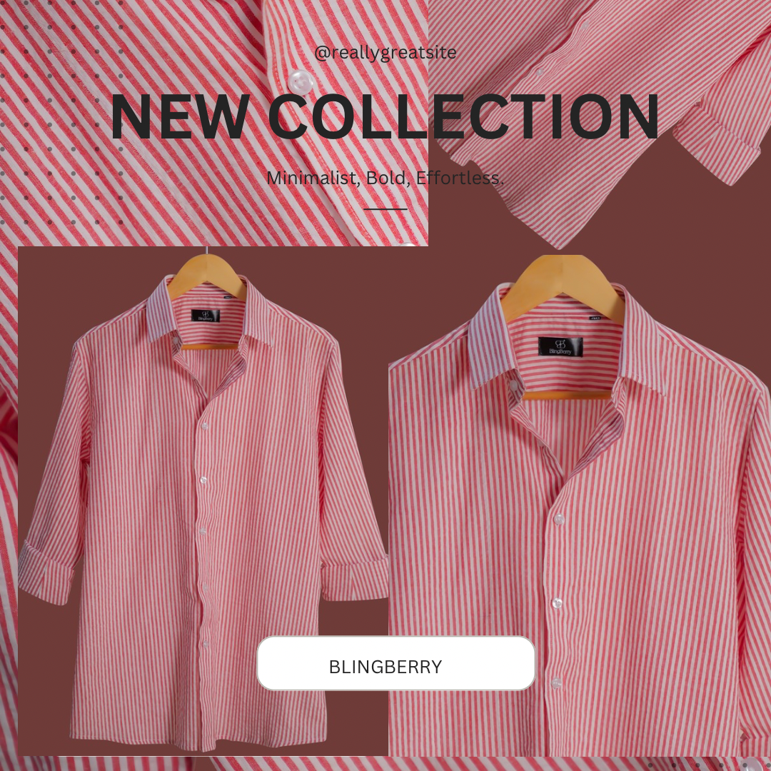 Red & White Thin Stripes Sher Shakkar Fabric Shirt