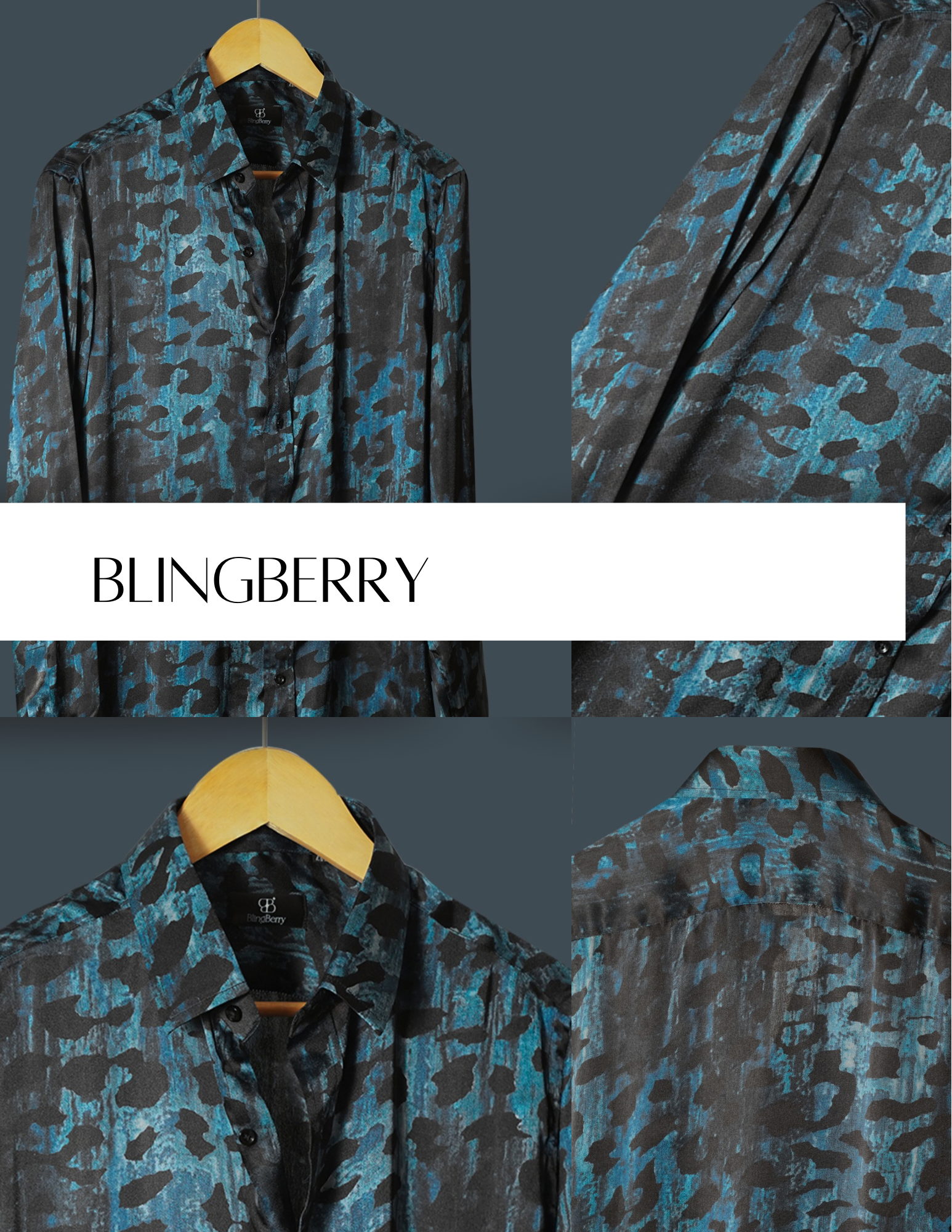 Electric Blue & Black Leopard Printed Shirt