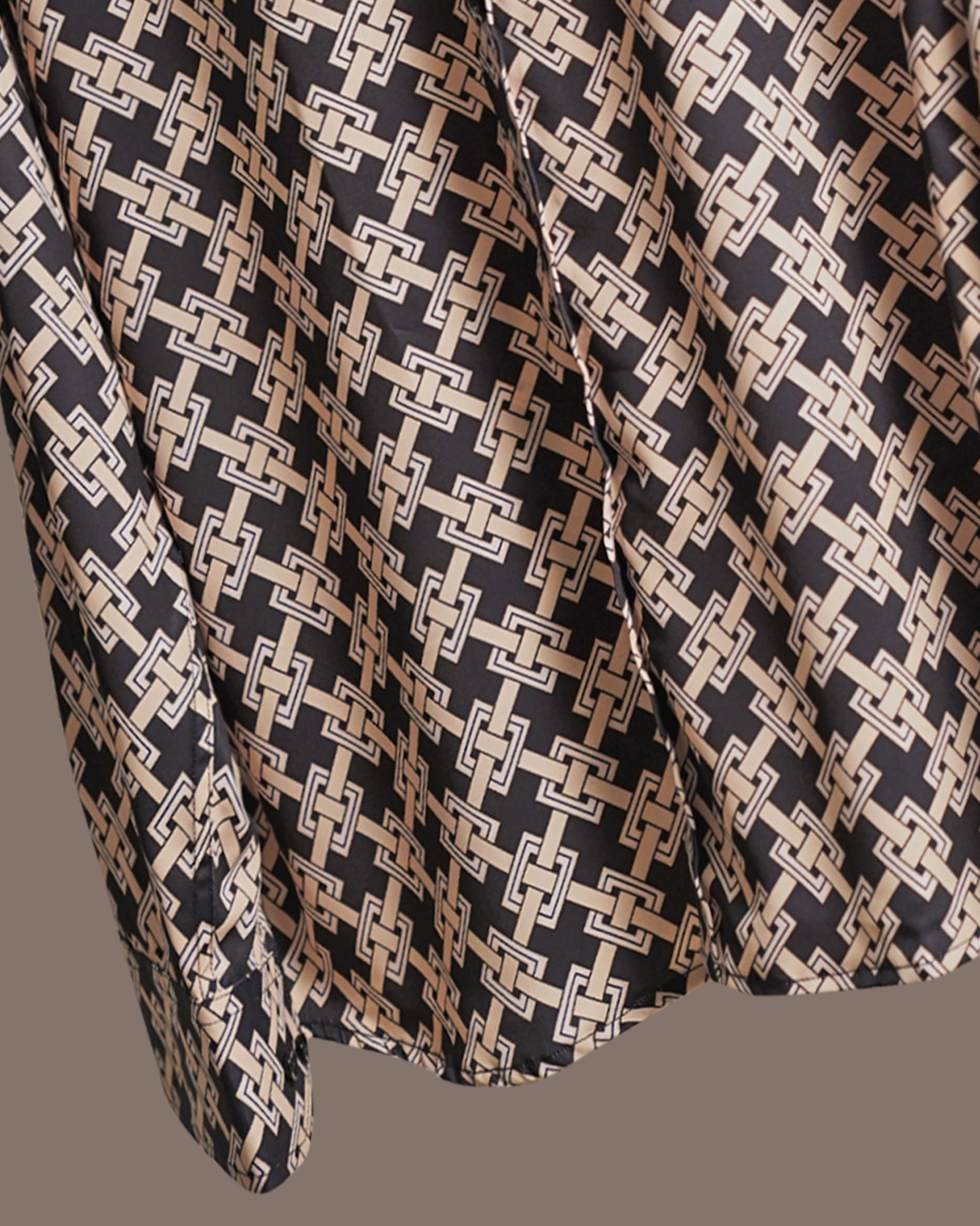 Geometric Print Heavy Satin Shirt