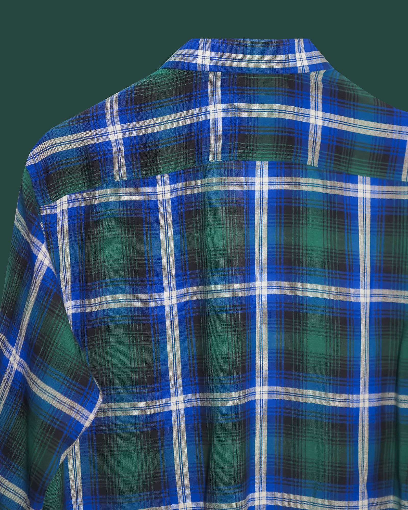 Blue Green and black gradient check shirt