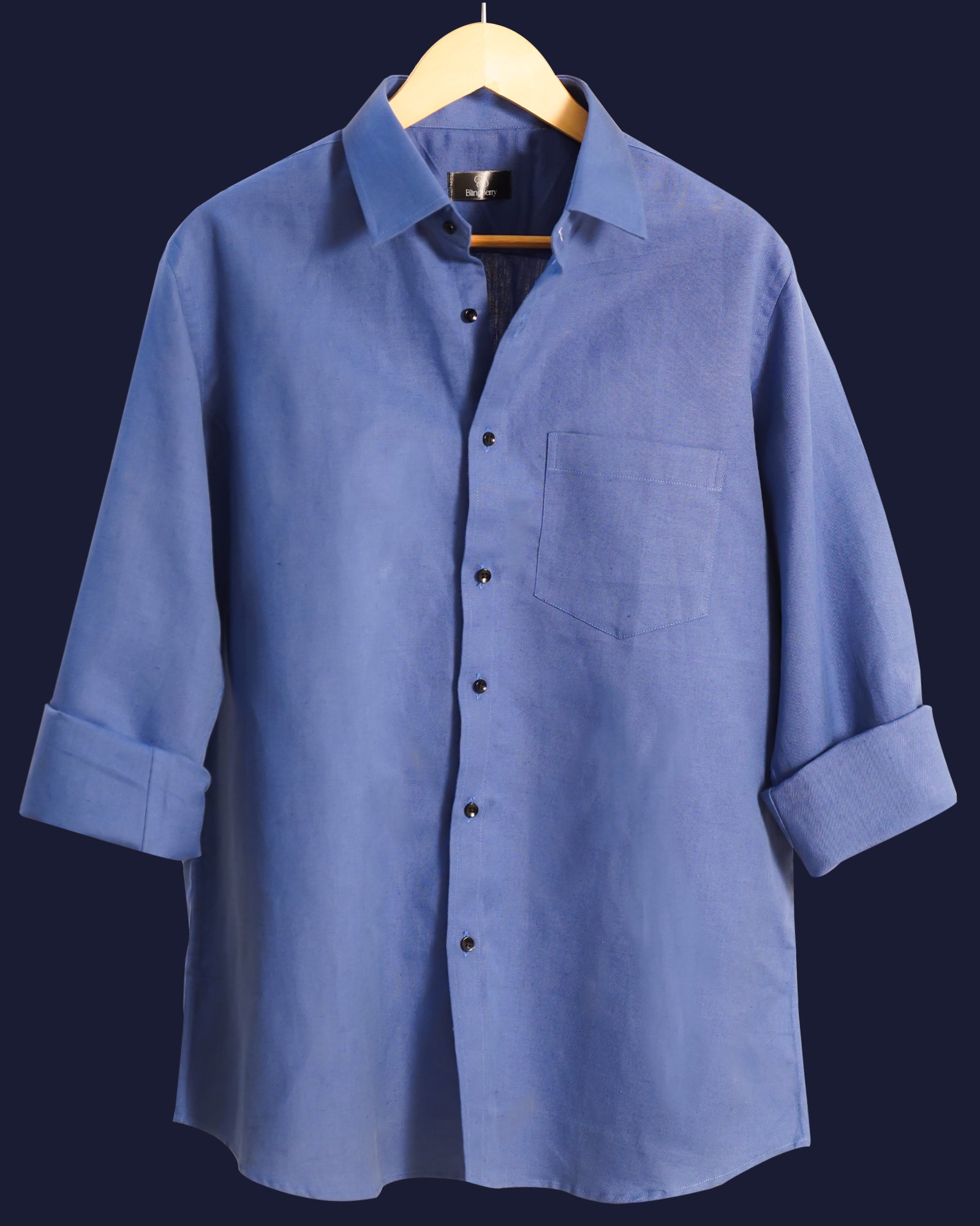 Blue Linen plain Shirt
